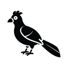 Black Silhouette of Crested Bird – Exotic Songbird Vector Illustration