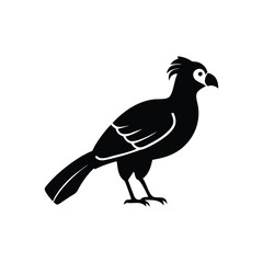 Black Silhouette of Crested Bird – Exotic Songbird Vector Illustration