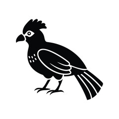 Black Silhouette of Crested Bird – Exotic Songbird Vector Illustration