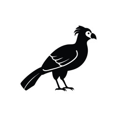 Black Silhouette of Crested Bird – Exotic Songbird Vector Illustration