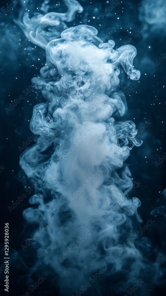 Poster dark surroundings create an enchanting view as ethereal smoke dances gracefully amidst shimmering pa