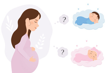 Beautiful pregnant woman wondering about the gender of her future baby