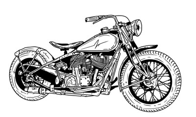 Obraz premium Vintage Motorcycle. Vector engraved illustration