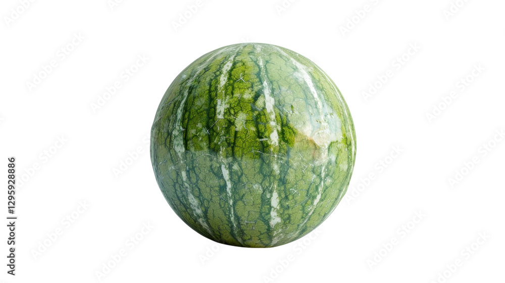 Poster ripe watermelon planet rotating in space with transparent background
