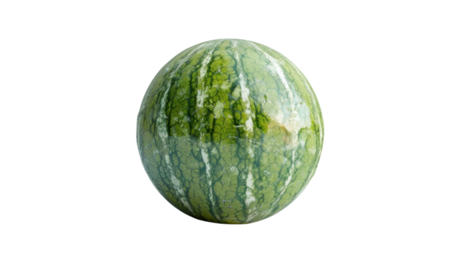 Ripe watermelon planet rotating in space with transparent background