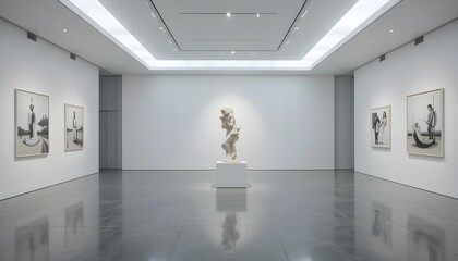 Minimalist Art Gallery-Inspired Room with Abstract Sculpture