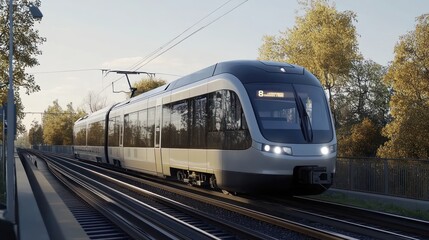 Obraz premium Modern train autumn commute travel