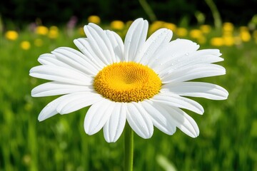 Fototapeta premium Delicate white petals surround bright yellow center, set against