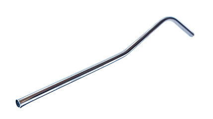 Reusable metal straw curving on transparent background