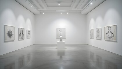 Minimalist Art Gallery-Inspired Room with Abstract Sculpture