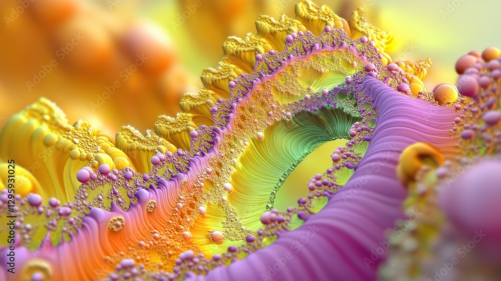 Poster abstract colorful fractal design with intricate patterns and soft gradients, showcasing vibrant hues