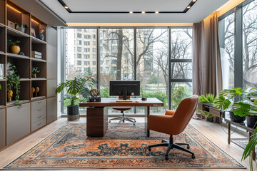 Fototapeta premium Windows Luxurious With Office Incorp Ceo Floor-To-Ceiling Donzb