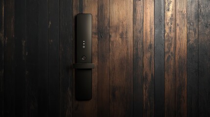 Fototapeta premium Smart lock, wood door, home security
