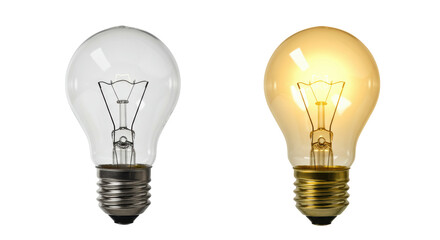 Isolated Incandescent Light Bulb Pair, Lit and Unlit