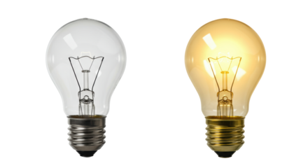 Isolated Incandescent Light Bulb Pair, Lit and Unlit