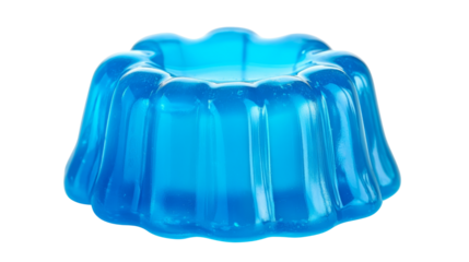 Bright blue gelatin dessert mold on transparent background