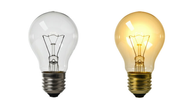 Isolated Incandescent Light Bulb Pair, Lit and Unlit