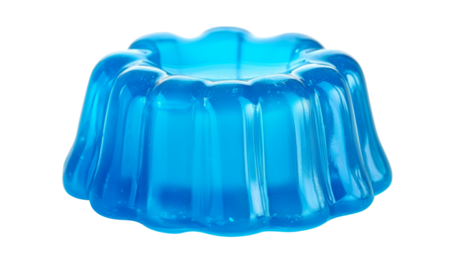 Bright blue gelatin dessert mold on transparent background - Powered by Adobe