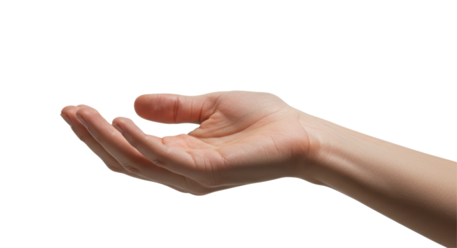 Isolated Woman's Open Hand Receiving, Skin Detail