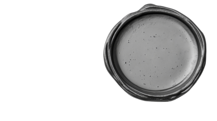 Blank metallic wax seal on transparent background, creating authentic vintage design