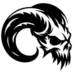 Gothic metal skull silhouette vector design