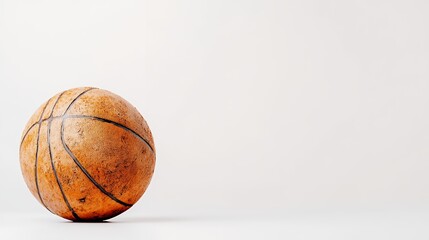 Textured Basketball on White Background Minimalist Sports Image, Generative AI.