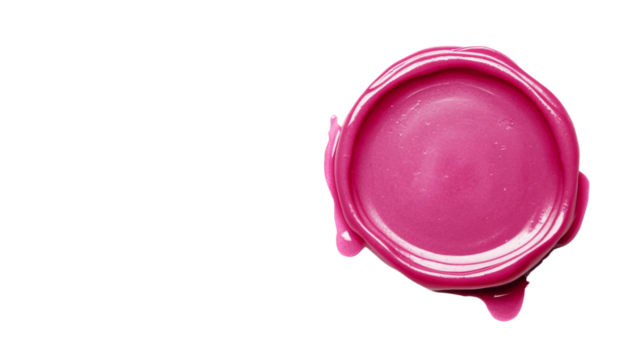 Pink wax seal on transparent background representing authenticity and security