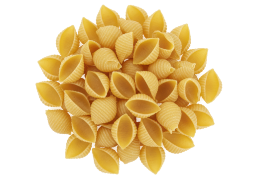 Isolated Stack of Uncooked Shell Pasta Shapes