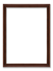 Rectangular picture frame. Old wooden frame, vintage style, with empty space and isolated transparent background with png.