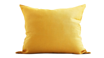 Soft yellow cushion resting on transparent background