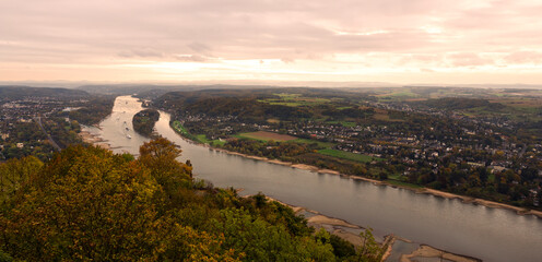 Middle Rhine Valley panorama from Drachenfels mountain, Königswinter