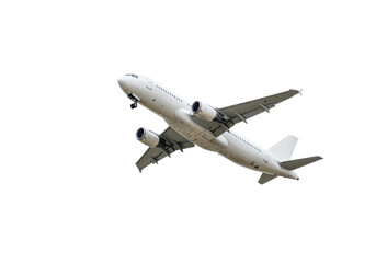 Obraz premium Isolated Clear Sky Airplane in Flight - Aerial Transportation