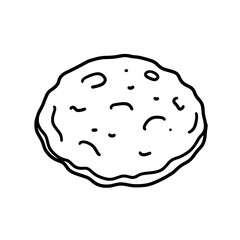 Artisanal Flatbread: An overhead sketch, capturing the rustic charm of an artisan flatbread, with its imperfect, hand-crafted shape and inviting texture.
