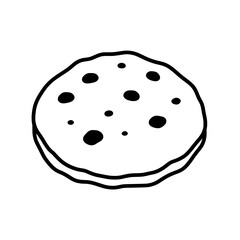 Chocolate Chip Cookie Delight: A simple yet enticing top-down illustration captures the essence of a classic chocolate chip cookie, emphasizing its delicious simplicity.