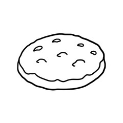 Sweet Treat Outline: A simple, delightful outline drawing of a classic cookie, ready to be colored or used in design projects.