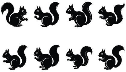 Squirrel vector shilhouette bundle set 