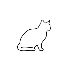 Cat Silhouette: A simple, elegant line drawing depicts a seated cat, embodying feline grace and minimalist design. This vector art is perfect for various design projects, logos, and illustrations.