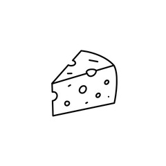Cheese Icon: Simple line art of a classic wedge of cheese. capturing its familiar shape and distinctive holes.