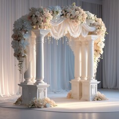 Naklejka premium Elegant Wedding Archway with Pastel Flowers