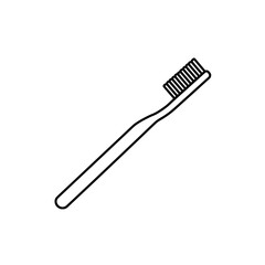 Oral Hygiene Icon: A simple line drawing of a toothbrush, the quintessential tool for maintaining oral hygiene, depicted in a clear and minimalist style.