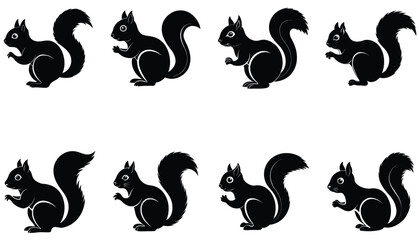 Squirrel vector shilhouette bundle set 