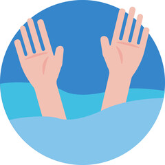 Struggling swimmer in water – Depicts a person in distress while swimming, symbolizing drowning.
