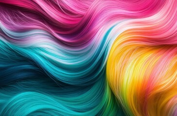 Obraz premium Vibrant Rainbow Hair Texture Close-up