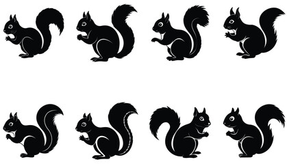 Obraz premium Squirrel vector shilhouette bundle set 
