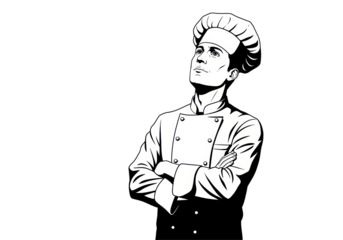 Isolated Chef with Crossed Arms Looking Upwards
