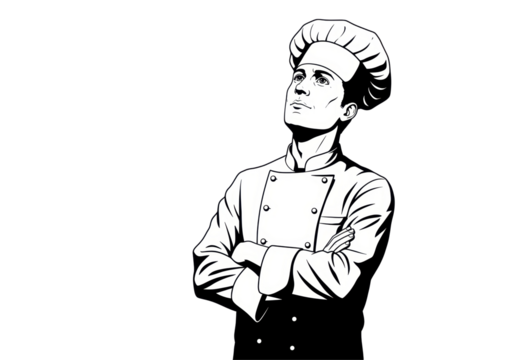 Isolated Chef with Crossed Arms Looking Upwards