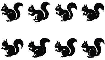 Squirrel vector shilhouette bundle set 