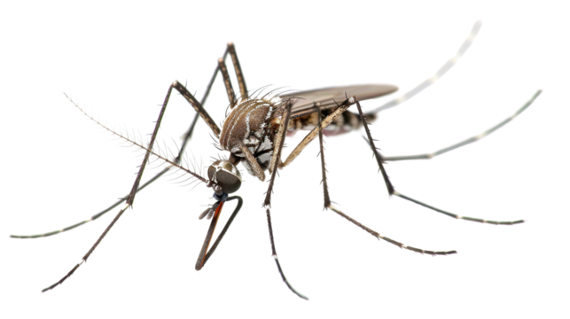Asian tiger mosquito with transparent background biting and spreading disease