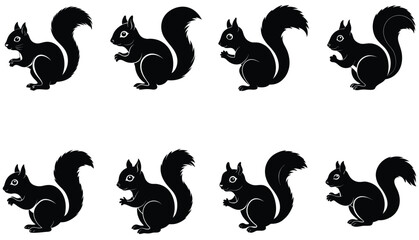 Squirrel vector shilhouette bundle set 