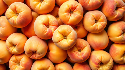 Top view angle background of peach fruits.